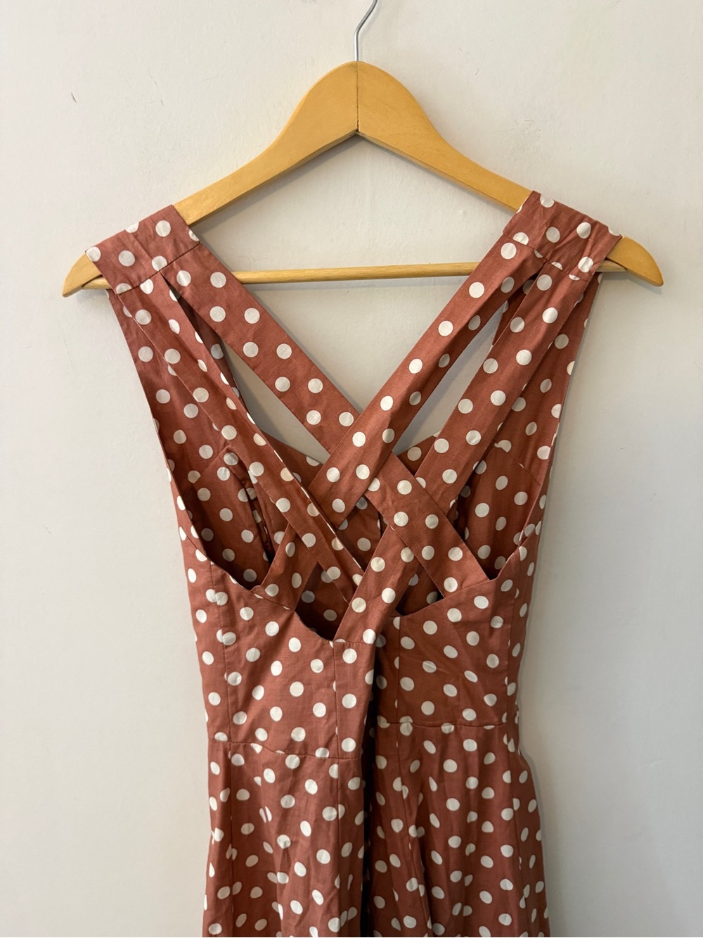 vintage Laura Ashley Rust Polka Dot Midi Dress - Picture 4 of 12